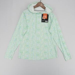 Simms SolarFlex Hoodie Womens M White Melon Schoolies Print Fishing Sun UPF 50+